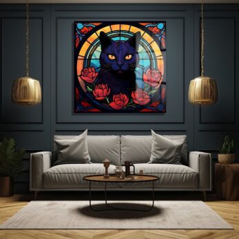 Esrarengiz Gözler: Kedi ve Güller Cam Tablo - Art Nouveau Dokunuşu - Glazella Esrarengiz Gözler: Kedi ve Güller Cam Tablo - Art Nouveau Dokunuşu - Glazella
