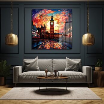 Londra'nın Ruhu: Big Ben Vitray Sanatı Temperli Cam Tablo - Glazella