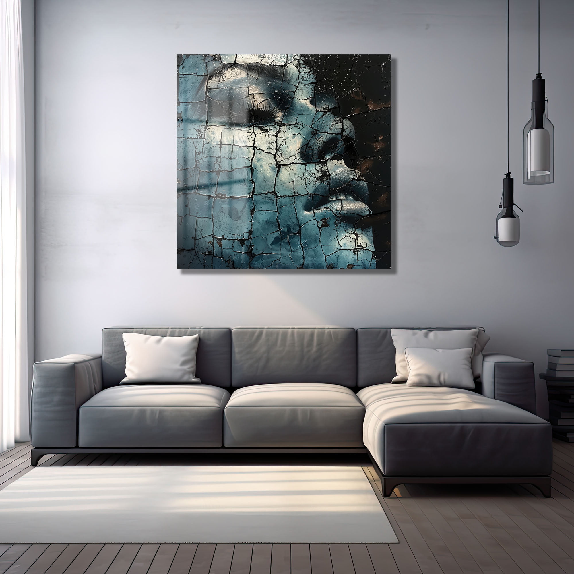 Çatlak Yüzeylerin Gizemi: Modern Mavi Soyut Cam Tablo Duvar Dekoru cam tablo, duvar sanatı, modern dekorasyon, soyut sanat, cam sanat eserleri, iç mekan dekorasyonu, ofis dekorasyonu, ev dekorasyonu, restoran dekorasyonu, cafe dekorasyonu, cam baskı, UV baskı, estetik duvar sanatı