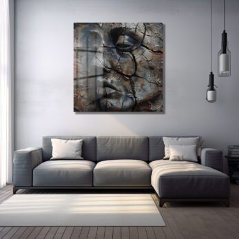 Derinliklerin Yüzü: Çatlak Dokulu Modern Sanat Cam Tablo - Glazella Derinliklerin Yüzü: Çatlak Dokulu Modern Sanat Cam Tablo - Glazella