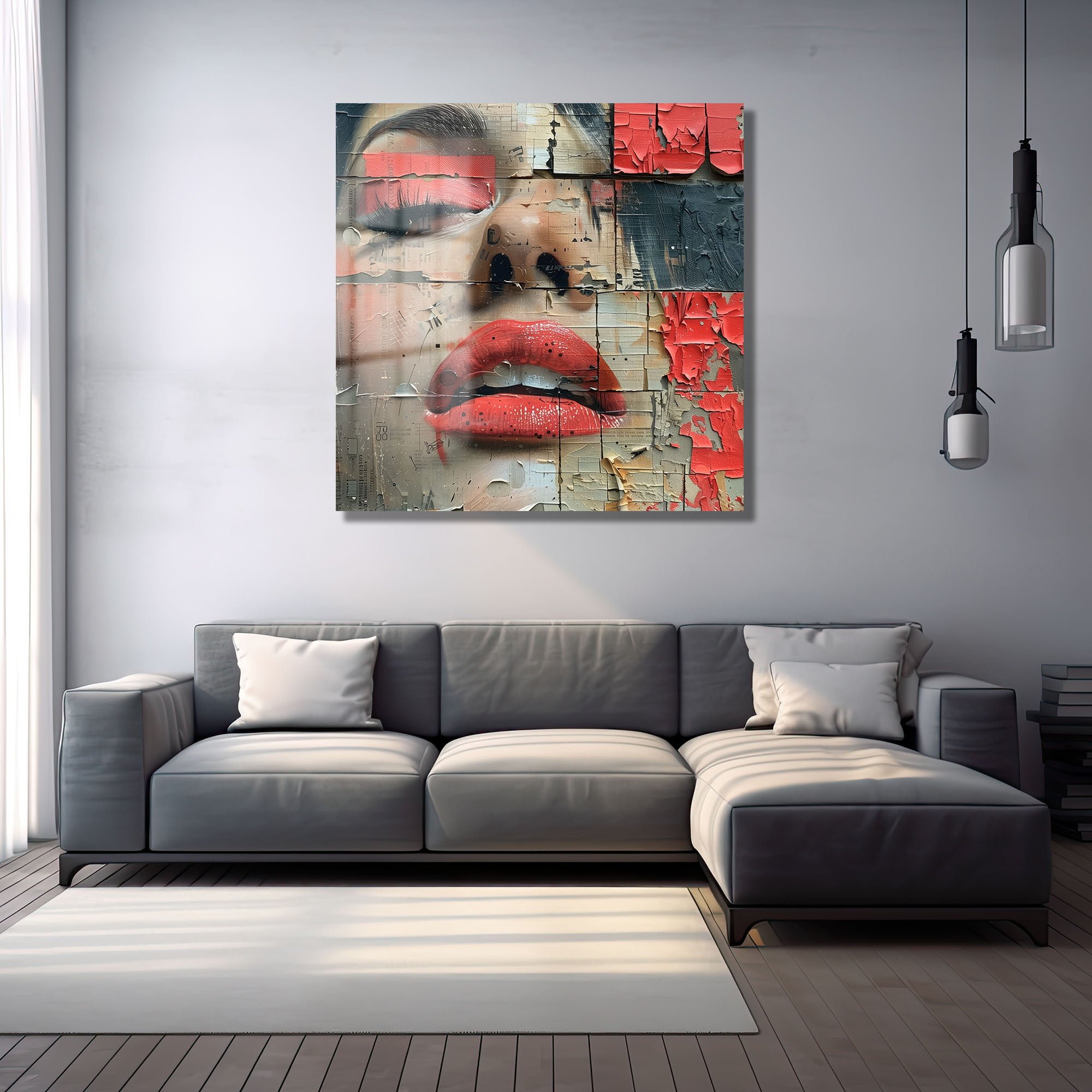 Kızıl Dudaklar: Modern Graffiti Sanatı Temperli Cam Tablo Duvar Dekoru cam tablo, duvar sanatı, modern dekorasyon, soyut sanat, cam sanat eserleri, iç mekan dekorasyonu, ofis dekorasyonu, ev dekorasyonu, restoran dekorasyonu, cafe dekorasyonu, cam baskı, UV baskı, estetik duvar sanatı