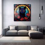 Esrarengiz Gözler: Kedi ve Güller Cam Tablo - Art Nouveau Dokunuşu Duvar Dekoru cam tablo, duvar sanatı, modern dekorasyon, soyut sanat, cam sanat eserleri, iç mekan dekorasyonu, ofis dekorasyonu, ev dekorasyonu, restoran dekorasyonu, cafe dekorasyonu, cam baskı, UV baskı, estetik duvar sanatı