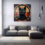 Gizemli Vitray Kara Kedi ve Kırmızı Güller Temperli Cam Tablo Duvar Dekoru cam tablo, duvar sanatı, modern dekorasyon, soyut sanat, cam sanat eserleri, iç mekan dekorasyonu, ofis dekorasyonu, ev dekorasyonu, restoran dekorasyonu, cafe dekorasyonu, cam baskı, UV baskı, estetik duvar sanatı