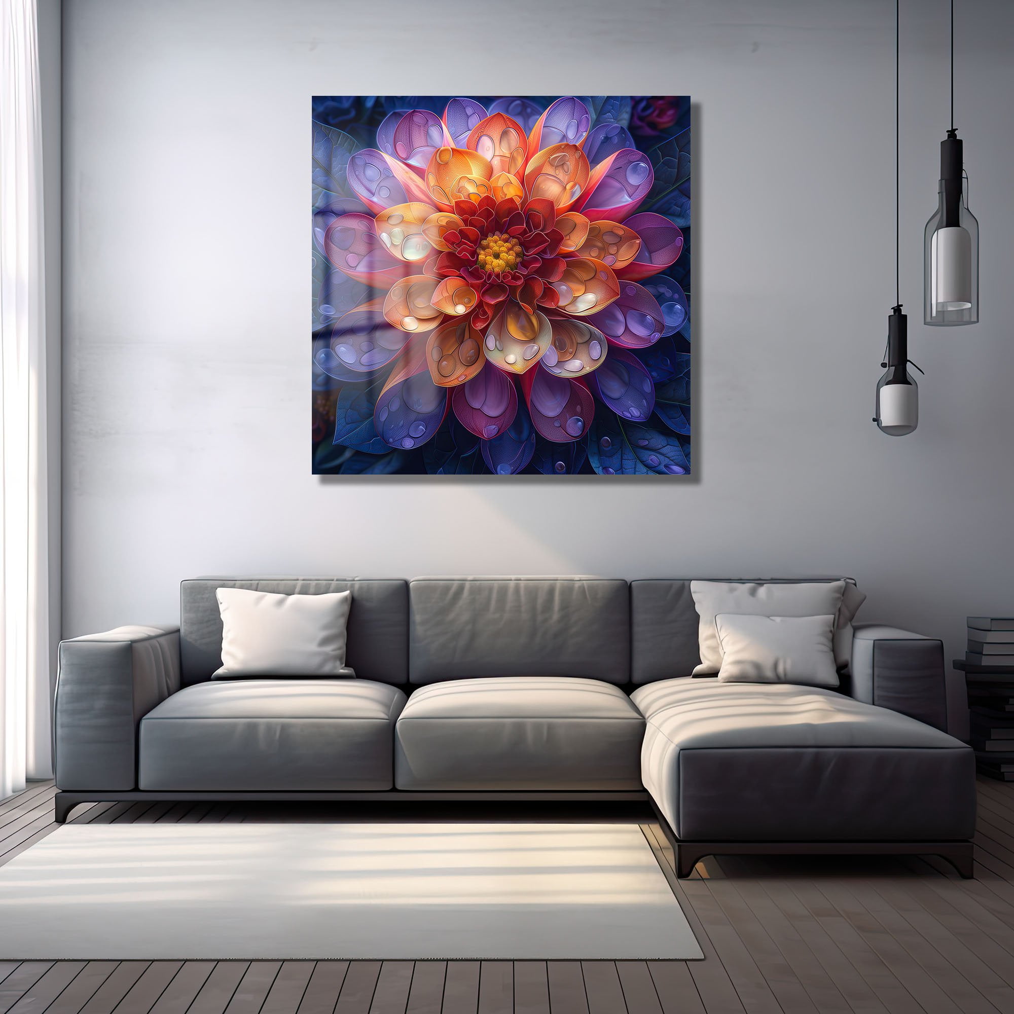 Rüya Gibi Damlalar: Canlı Renklerde Modern Çiçek Cam Tablo Duvar Dekoru cam tablo, duvar sanatı, modern dekorasyon, soyut sanat, cam sanat eserleri, iç mekan dekorasyonu, ofis dekorasyonu, ev dekorasyonu, restoran dekorasyonu, cafe dekorasyonu, cam baskı, UV baskı, estetik duvar sanatı