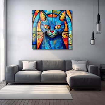 Mistik Kedi: Vitray Sanatı Temalı Temperli Cam Tablo - Glazella