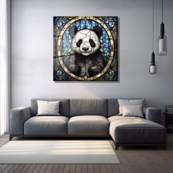 Büyülü Vitray Panda Cam Tablo: Modern Sanat ve Huzurun Buluştuğu Duvar Dekoru - Glazella
