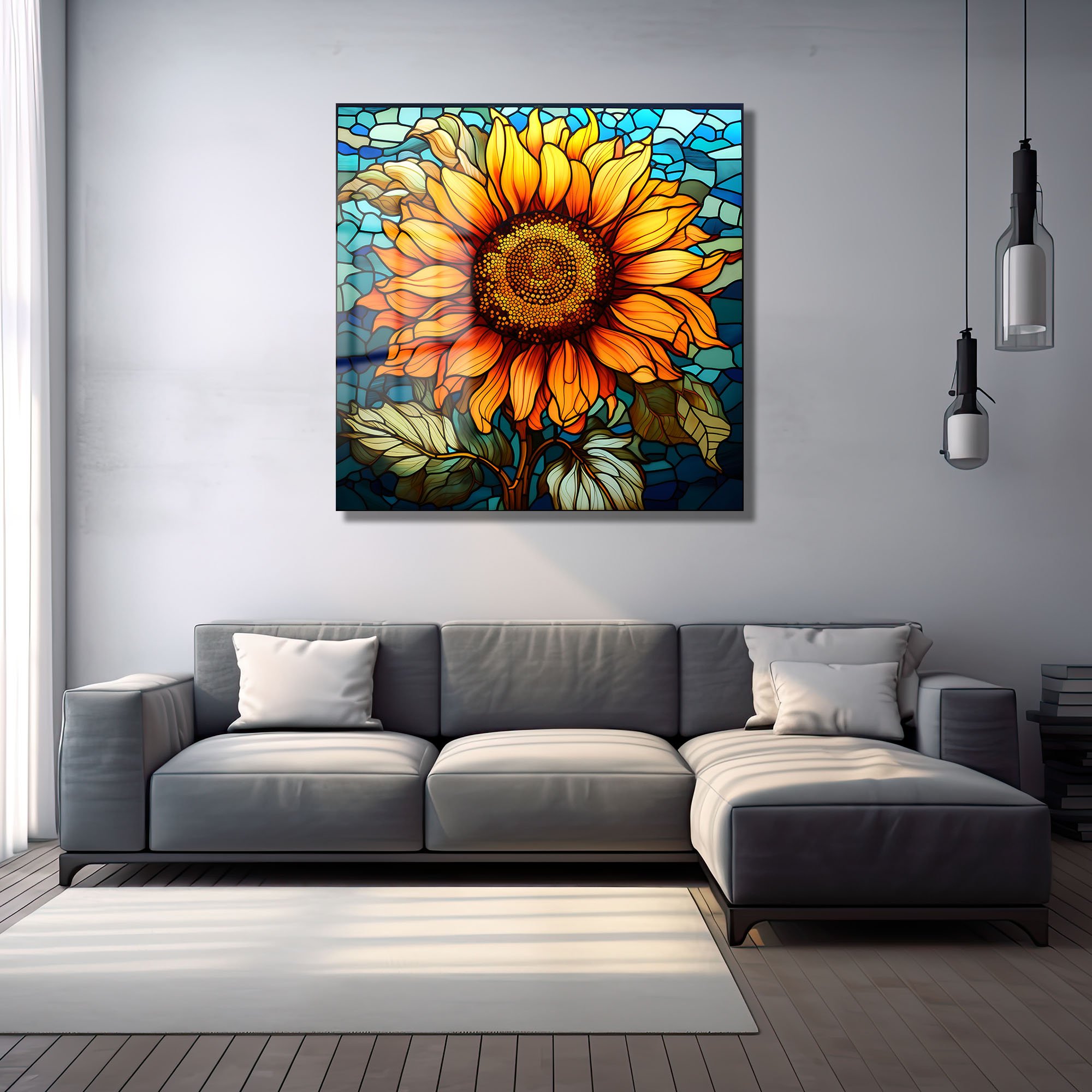 Vitray Ayçiçeği Sanatı: Güneşi Evinize Taşıyan Dekoratif Cam Tablo Duvar Dekoru cam tablo, duvar sanatı, modern dekorasyon, soyut sanat, cam sanat eserleri, iç mekan dekorasyonu, ofis dekorasyonu, ev dekorasyonu, restoran dekorasyonu, cafe dekorasyonu, cam baskı, UV baskı, estetik duvar sanatı