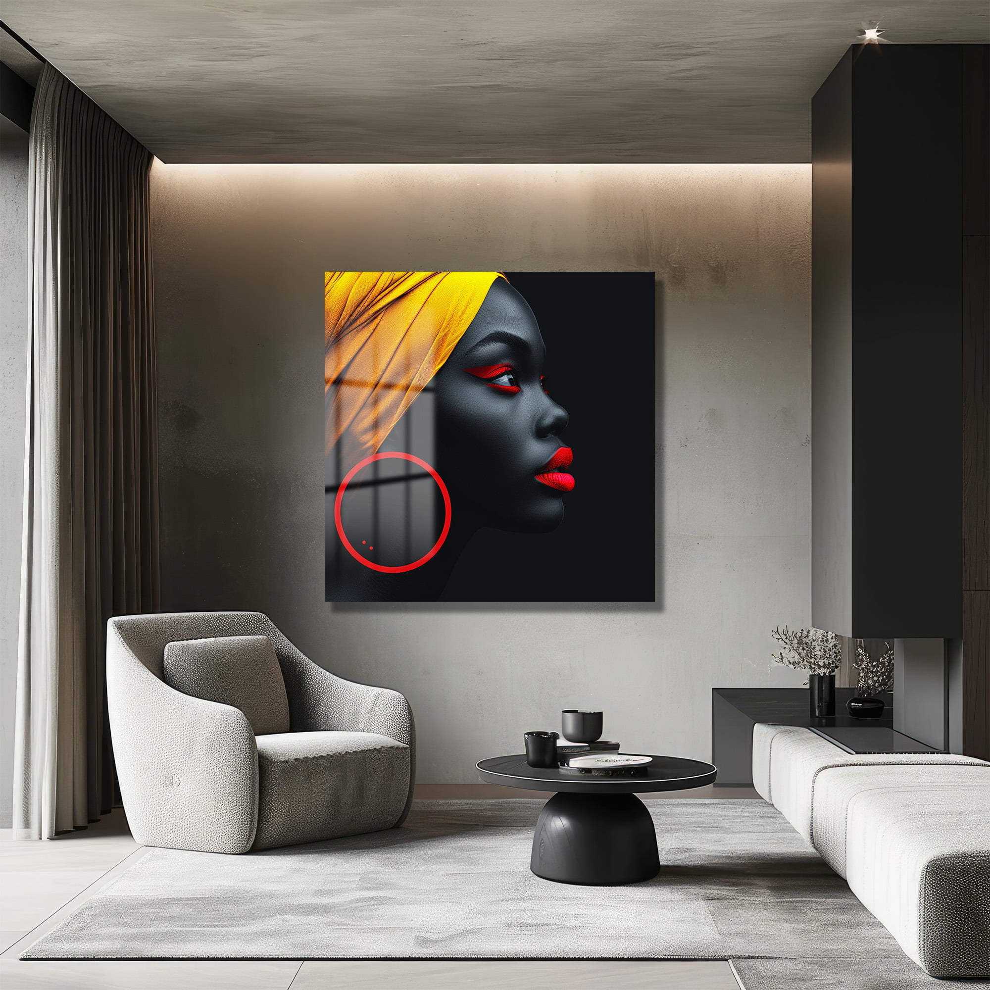 Gizemli Bakışlar: Afro-Modern Sanat Cam Tablo Duvar Dekoru cam tablo, duvar sanatı, modern dekorasyon, soyut sanat, cam sanat eserleri, iç mekan dekorasyonu, ofis dekorasyonu, ev dekorasyonu, restoran dekorasyonu, cafe dekorasyonu, cam baskı, UV baskı, estetik duvar sanatı