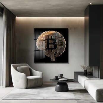 Kripto Zeka: Bitcoin ve Teknoloji Temalı Modern Cam Tablo - Glazella