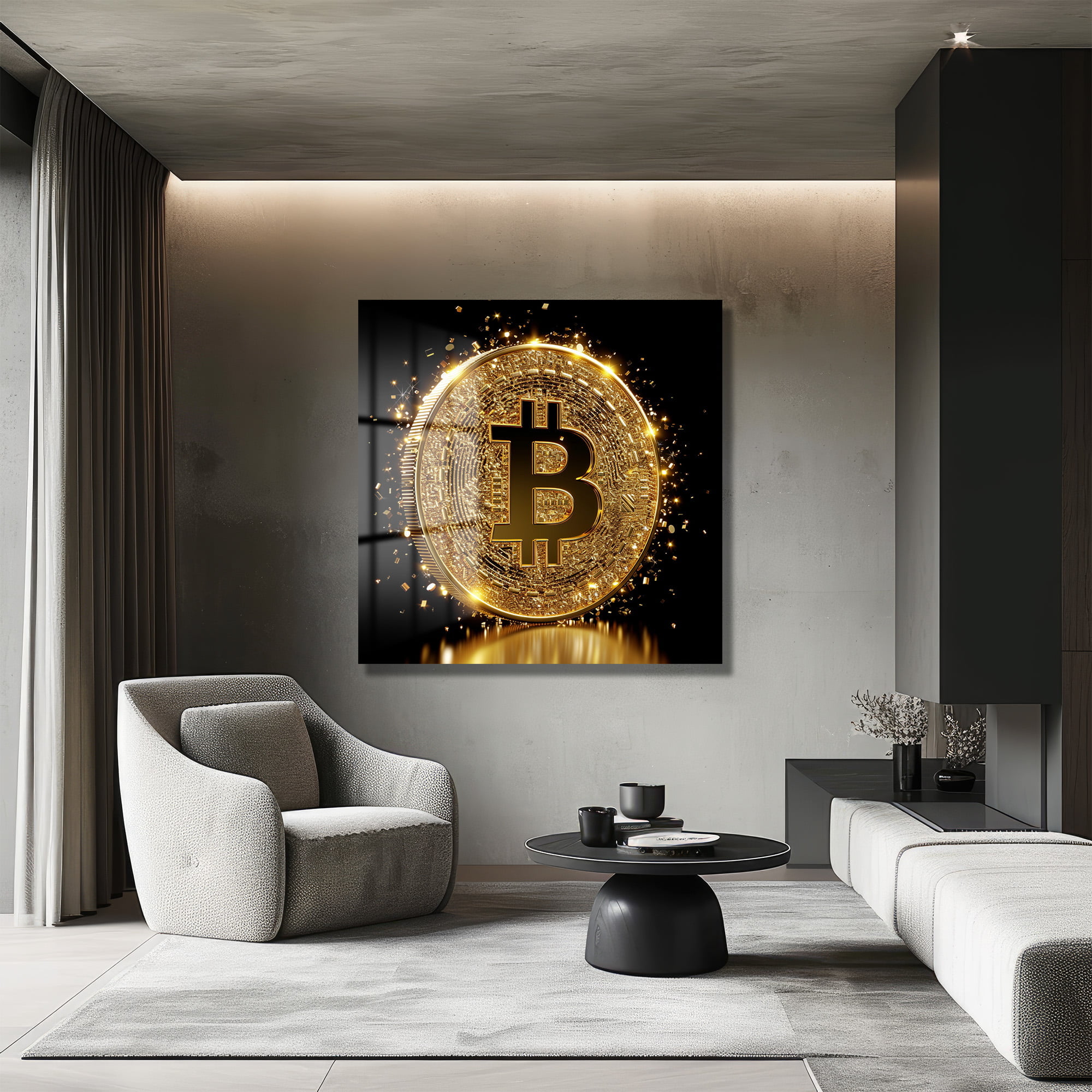 Dijital Altın Çağı: Parıltılı Bitcoin Modern Cam Tablo - Glazella Dijital Altın Çağı: Parıltılı Bitcoin Modern Cam Tablo - Glazella