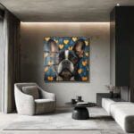 Aşk Dolu Bakışlar: Boston Terrier Temalı Modern Sanat Cam Tablo Duvar Dekoru cam tablo, duvar sanatı, modern dekorasyon, soyut sanat, cam sanat eserleri, iç mekan dekorasyonu, ofis dekorasyonu, ev dekorasyonu, restoran dekorasyonu, cafe dekorasyonu, cam baskı, UV baskı, estetik duvar sanatı