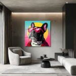 Havalı Fransız Bulldog Pop Art Cam Tablo | Canlı Renklerle Modern Duvar Dekoru Duvar Dekoru cam tablo, duvar sanatı, modern dekorasyon, soyut sanat, cam sanat eserleri, iç mekan dekorasyonu, ofis dekorasyonu, ev dekorasyonu, restoran dekorasyonu, cafe dekorasyonu, cam baskı, UV baskı, estetik duvar sanatı