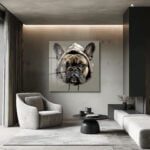 Kapüşonlu Fransız Bulldog: Sokak Stili Modern Cam Tablo Duvar Dekoru cam tablo, duvar sanatı, modern dekorasyon, soyut sanat, cam sanat eserleri, iç mekan dekorasyonu, ofis dekorasyonu, ev dekorasyonu, restoran dekorasyonu, cafe dekorasyonu, cam baskı, UV baskı, estetik duvar sanatı