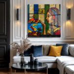 Gizemli Bakış ve Renkli Balıklar: Modern Sanat Temperli Cam Tablo Duvar Dekoru cam tablo, duvar sanatı, modern dekorasyon, soyut sanat, cam sanat eserleri, iç mekan dekorasyonu, ofis dekorasyonu, ev dekorasyonu, restoran dekorasyonu, cafe dekorasyonu, cam baskı, UV baskı, estetik duvar sanatı