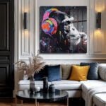 Ritim Şempanze: Neon Enerjili Graffiti Sanat Cam Tablo Duvar Dekoru cam tablo, duvar sanatı, modern dekorasyon, soyut sanat, cam sanat eserleri, iç mekan dekorasyonu, ofis dekorasyonu, ev dekorasyonu, restoran dekorasyonu, cafe dekorasyonu, cam baskı, UV baskı, estetik duvar sanatı
