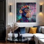 Kozmik Maymun: Psychedelic Enerjili Modern Cam Tablo Duvar Dekoru cam tablo, duvar sanatı, modern dekorasyon, soyut sanat, cam sanat eserleri, iç mekan dekorasyonu, ofis dekorasyonu, ev dekorasyonu, restoran dekorasyonu, cafe dekorasyonu, cam baskı, UV baskı, estetik duvar sanatı
