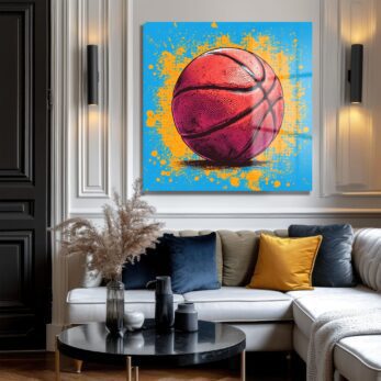 Enerjik Basketbol Rüyası: Modern Pop Art Cam Tablo - Glazella Enerjik Basketbol Rüyası: Modern Pop Art Cam Tablo - Glazella