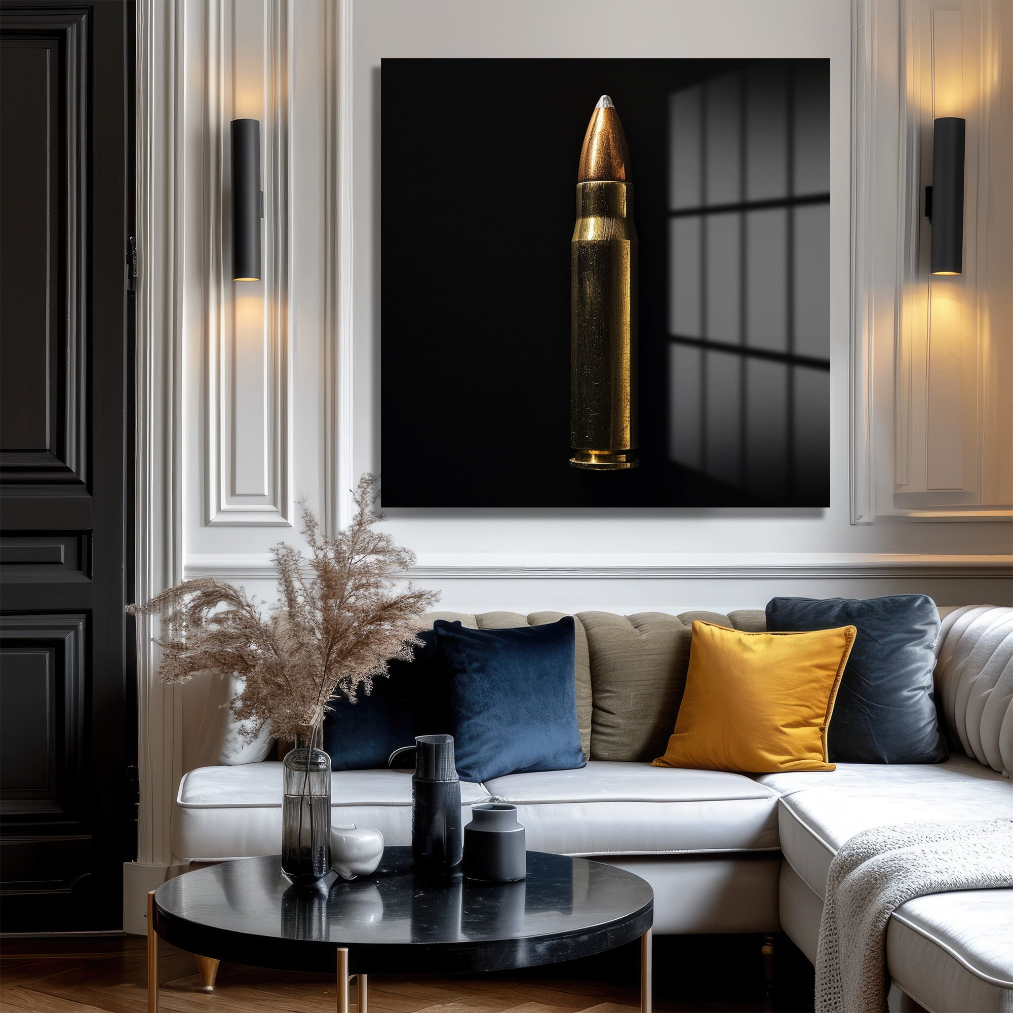 Güçlü İfade: Altın Mermi Sanatı Modern Cam Tablo Duvar Dekoru cam tablo, duvar sanatı, modern dekorasyon, soyut sanat, cam sanat eserleri, iç mekan dekorasyonu, ofis dekorasyonu, ev dekorasyonu, restoran dekorasyonu, cafe dekorasyonu, cam baskı, UV baskı, estetik duvar sanatı