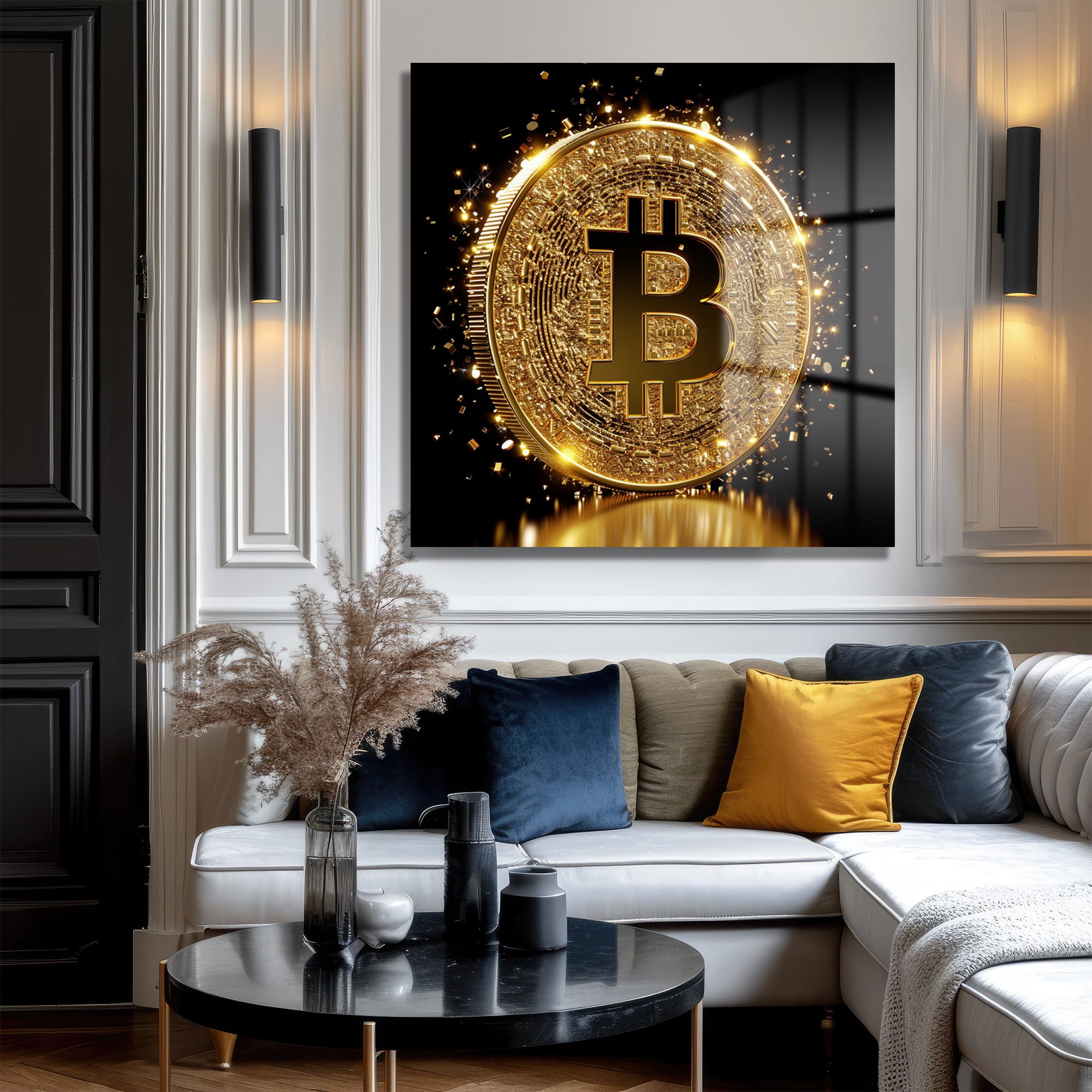 Dijital Altın Çağı: Parıltılı Bitcoin Modern Cam Tablo - Glazella Dijital Altın Çağı: Parıltılı Bitcoin Modern Cam Tablo - Glazella