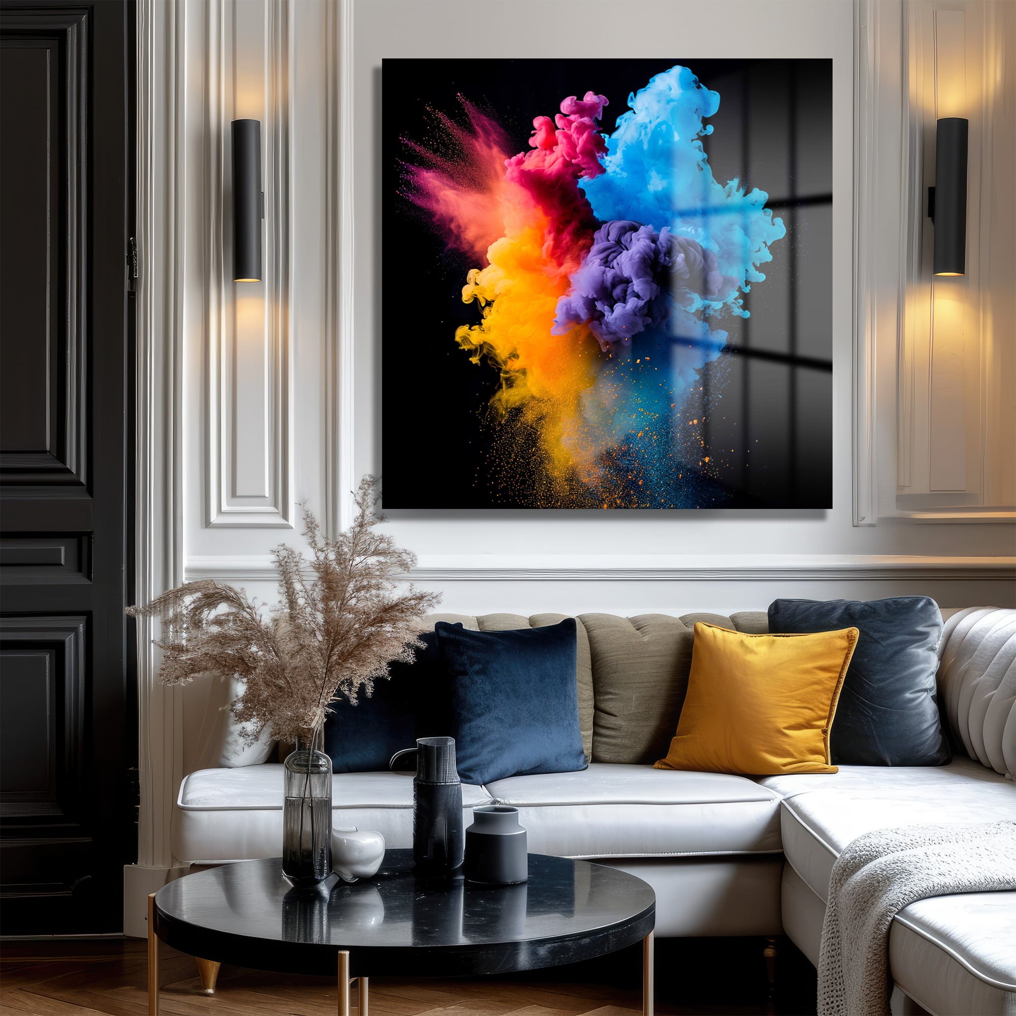 Enerji Patlaması: Canlı Renklerle Modern Soyut Cam Tablo Duvar Dekoru cam tablo, duvar sanatı, modern dekorasyon, soyut sanat, cam sanat eserleri, iç mekan dekorasyonu, ofis dekorasyonu, ev dekorasyonu, restoran dekorasyonu, cafe dekorasyonu, cam baskı, UV baskı, estetik duvar sanatı
