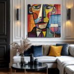 Kübist Rüyalar: Canlı Renklerle Modern Yüz ve Şarap Cam Tablo Duvar Dekoru cam tablo, duvar sanatı, modern dekorasyon, soyut sanat, cam sanat eserleri, iç mekan dekorasyonu, ofis dekorasyonu, ev dekorasyonu, restoran dekorasyonu, cafe dekorasyonu, cam baskı, UV baskı, estetik duvar sanatı