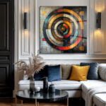Dinamik Odak: Renkli Geometrik Soyut Cam Tablo - Modern Duvar Sanatı Duvar Dekoru cam tablo, duvar sanatı, modern dekorasyon, soyut sanat, cam sanat eserleri, iç mekan dekorasyonu, ofis dekorasyonu, ev dekorasyonu, restoran dekorasyonu, cafe dekorasyonu, cam baskı, UV baskı, estetik duvar sanatı