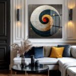 Sonsuzluğun Sarmalı: Altın ve Lacivert Modern Cam Tablo Duvar Dekoru cam tablo, duvar sanatı, modern dekorasyon, soyut sanat, cam sanat eserleri, iç mekan dekorasyonu, ofis dekorasyonu, ev dekorasyonu, restoran dekorasyonu, cafe dekorasyonu, cam baskı, UV baskı, estetik duvar sanatı