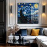 Van Gogh'un Yıldızlı Gecesi: Rüyalarınızı Aydınlatan Temperli Cam Tablo Duvar Dekoru cam tablo, duvar sanatı, modern dekorasyon, soyut sanat, cam sanat eserleri, iç mekan dekorasyonu, ofis dekorasyonu, ev dekorasyonu, restoran dekorasyonu, cafe dekorasyonu, cam baskı, UV baskı, estetik duvar sanatı