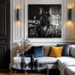 Şehirde Bir İkon: French Bulldog Rocker Cam Tablo Duvar Dekoru cam tablo, duvar sanatı, modern dekorasyon, soyut sanat, cam sanat eserleri, iç mekan dekorasyonu, ofis dekorasyonu, ev dekorasyonu, restoran dekorasyonu, cafe dekorasyonu, cam baskı, UV baskı, estetik duvar sanatı