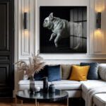 Dinamik Güç: Beyaz Bulldog Modern Cam Tablo Duvar Dekoru cam tablo, duvar sanatı, modern dekorasyon, soyut sanat, cam sanat eserleri, iç mekan dekorasyonu, ofis dekorasyonu, ev dekorasyonu, restoran dekorasyonu, cafe dekorasyonu, cam baskı, UV baskı, estetik duvar sanatı