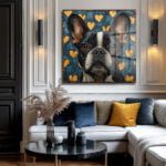 Aşk Dolu Bakışlar: Boston Terrier Temalı Modern Sanat Cam Tablo Duvar Dekoru cam tablo, duvar sanatı, modern dekorasyon, soyut sanat, cam sanat eserleri, iç mekan dekorasyonu, ofis dekorasyonu, ev dekorasyonu, restoran dekorasyonu, cafe dekorasyonu, cam baskı, UV baskı, estetik duvar sanatı