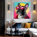 Havalı Fransız Bulldog Pop Art Cam Tablo | Canlı Renklerle Modern Duvar Dekoru Duvar Dekoru cam tablo, duvar sanatı, modern dekorasyon, soyut sanat, cam sanat eserleri, iç mekan dekorasyonu, ofis dekorasyonu, ev dekorasyonu, restoran dekorasyonu, cafe dekorasyonu, cam baskı, UV baskı, estetik duvar sanatı