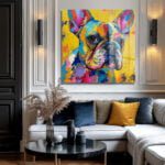 Renkli Fransız Bulldog: Modern Sanat Cam Tablo Duvar Dekoru cam tablo, duvar sanatı, modern dekorasyon, soyut sanat, cam sanat eserleri, iç mekan dekorasyonu, ofis dekorasyonu, ev dekorasyonu, restoran dekorasyonu, cafe dekorasyonu, cam baskı, UV baskı, estetik duvar sanatı