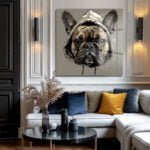 Kapüşonlu Fransız Bulldog: Sokak Stili Modern Cam Tablo Duvar Dekoru cam tablo, duvar sanatı, modern dekorasyon, soyut sanat, cam sanat eserleri, iç mekan dekorasyonu, ofis dekorasyonu, ev dekorasyonu, restoran dekorasyonu, cafe dekorasyonu, cam baskı, UV baskı, estetik duvar sanatı