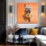 Sevimli Hipster Bulldog: Kapüşonlu Dost Cam Tablo Duvar Dekoru cam tablo, duvar sanatı, modern dekorasyon, soyut sanat, cam sanat eserleri, iç mekan dekorasyonu, ofis dekorasyonu, ev dekorasyonu, restoran dekorasyonu, cafe dekorasyonu, cam baskı, UV baskı, estetik duvar sanatı