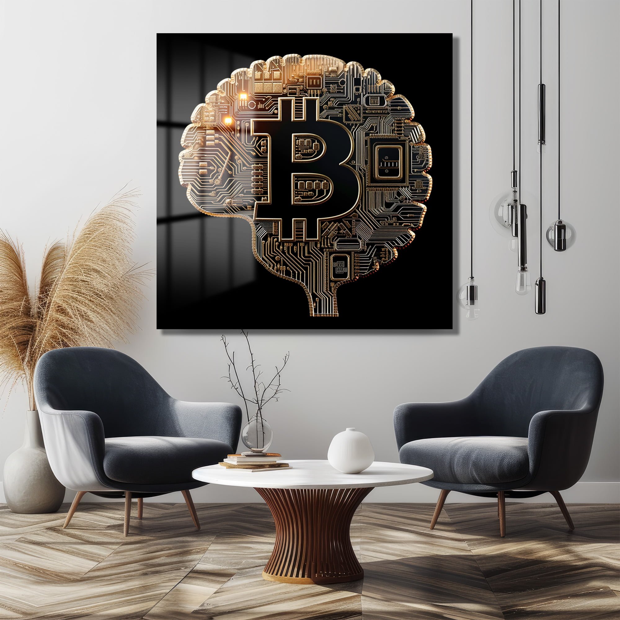 Kripto Zeka: Bitcoin ve Teknoloji Temalı Modern Cam Tablo Duvar Dekoru cam tablo, duvar sanatı, modern dekorasyon, soyut sanat, cam sanat eserleri, iç mekan dekorasyonu, ofis dekorasyonu, ev dekorasyonu, restoran dekorasyonu, cafe dekorasyonu, cam baskı, UV baskı, estetik duvar sanatı