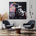 Ritim Şempanze: Neon Enerjili Graffiti Sanat Cam Tablo Duvar Dekoru cam tablo, duvar sanatı, modern dekorasyon, soyut sanat, cam sanat eserleri, iç mekan dekorasyonu, ofis dekorasyonu, ev dekorasyonu, restoran dekorasyonu, cafe dekorasyonu, cam baskı, UV baskı, estetik duvar sanatı