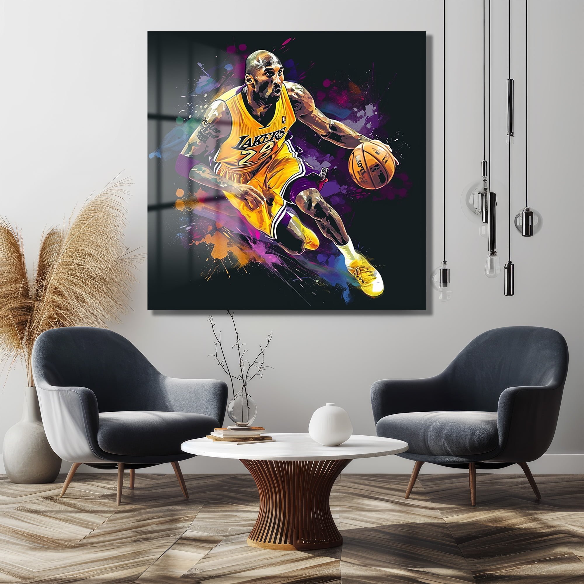 Mamba Ruhu: Dinamik Kobe Bryant Splash Art Cam Tablo Duvar Dekoru cam tablo, duvar sanatı, modern dekorasyon, soyut sanat, cam sanat eserleri, iç mekan dekorasyonu, ofis dekorasyonu, ev dekorasyonu, restoran dekorasyonu, cafe dekorasyonu, cam baskı, UV baskı, estetik duvar sanatı