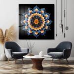 Gizemli Mandala: Sonsuzluk Mavisi ve Altın Işıltılı Temperli Cam Tablo Duvar Dekoru cam tablo, duvar sanatı, modern dekorasyon, soyut sanat, cam sanat eserleri, iç mekan dekorasyonu, ofis dekorasyonu, ev dekorasyonu, restoran dekorasyonu, cafe dekorasyonu, cam baskı, UV baskı, estetik duvar sanatı
