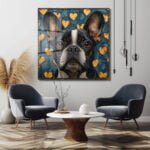 Aşk Dolu Bakışlar: Boston Terrier Temalı Modern Sanat Cam Tablo Duvar Dekoru cam tablo, duvar sanatı, modern dekorasyon, soyut sanat, cam sanat eserleri, iç mekan dekorasyonu, ofis dekorasyonu, ev dekorasyonu, restoran dekorasyonu, cafe dekorasyonu, cam baskı, UV baskı, estetik duvar sanatı
