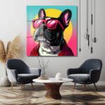 Havalı Fransız Bulldog Pop Art Cam Tablo | Canlı Renklerle Modern Duvar Dekoru Duvar Dekoru cam tablo, duvar sanatı, modern dekorasyon, soyut sanat, cam sanat eserleri, iç mekan dekorasyonu, ofis dekorasyonu, ev dekorasyonu, restoran dekorasyonu, cafe dekorasyonu, cam baskı, UV baskı, estetik duvar sanatı