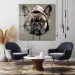 Kapüşonlu Fransız Bulldog: Sokak Stili Modern Cam Tablo Duvar Dekoru cam tablo, duvar sanatı, modern dekorasyon, soyut sanat, cam sanat eserleri, iç mekan dekorasyonu, ofis dekorasyonu, ev dekorasyonu, restoran dekorasyonu, cafe dekorasyonu, cam baskı, UV baskı, estetik duvar sanatı