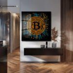 Dijital Altın: Bitcoin Devre Kartı Tasarımlı Modern Cam Tablo Duvar Dekoru cam tablo, duvar sanatı, modern dekorasyon, soyut sanat, cam sanat eserleri, iç mekan dekorasyonu, ofis dekorasyonu, ev dekorasyonu, restoran dekorasyonu, cafe dekorasyonu, cam baskı, UV baskı, estetik duvar sanatı