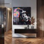 Ritim Şempanze: Neon Enerjili Graffiti Sanat Cam Tablo Duvar Dekoru cam tablo, duvar sanatı, modern dekorasyon, soyut sanat, cam sanat eserleri, iç mekan dekorasyonu, ofis dekorasyonu, ev dekorasyonu, restoran dekorasyonu, cafe dekorasyonu, cam baskı, UV baskı, estetik duvar sanatı