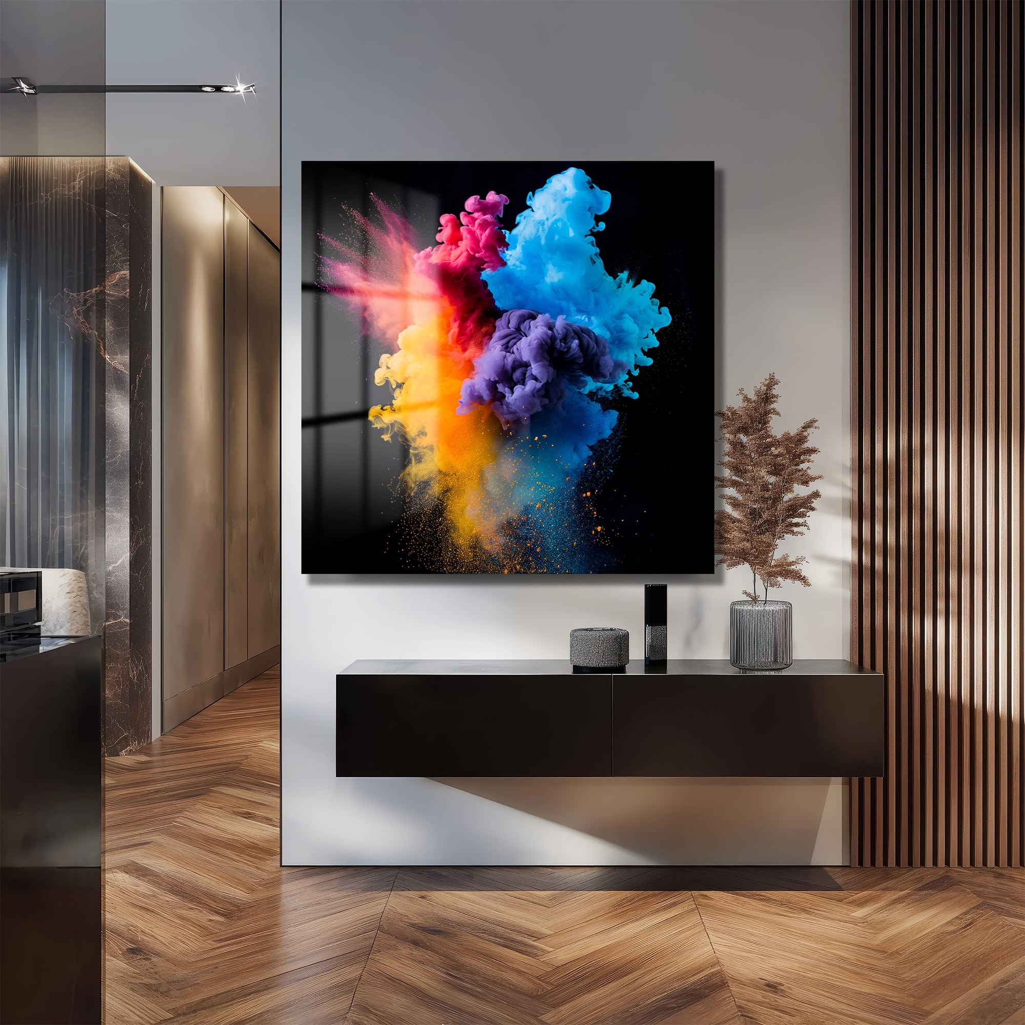 Enerji Patlaması: Canlı Renklerle Modern Soyut Cam Tablo Duvar Dekoru cam tablo, duvar sanatı, modern dekorasyon, soyut sanat, cam sanat eserleri, iç mekan dekorasyonu, ofis dekorasyonu, ev dekorasyonu, restoran dekorasyonu, cafe dekorasyonu, cam baskı, UV baskı, estetik duvar sanatı