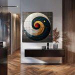 Sonsuzluğun Sarmalı: Altın ve Lacivert Modern Cam Tablo Duvar Dekoru cam tablo, duvar sanatı, modern dekorasyon, soyut sanat, cam sanat eserleri, iç mekan dekorasyonu, ofis dekorasyonu, ev dekorasyonu, restoran dekorasyonu, cafe dekorasyonu, cam baskı, UV baskı, estetik duvar sanatı