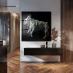 Dinamik Güç: Beyaz Bulldog Modern Cam Tablo Duvar Dekoru cam tablo, duvar sanatı, modern dekorasyon, soyut sanat, cam sanat eserleri, iç mekan dekorasyonu, ofis dekorasyonu, ev dekorasyonu, restoran dekorasyonu, cafe dekorasyonu, cam baskı, UV baskı, estetik duvar sanatı