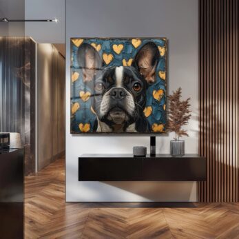Aşk Dolu Bakışlar: Boston Terrier Temalı Modern Sanat Cam Tablo - Glazella