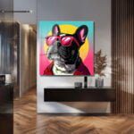Havalı Fransız Bulldog Pop Art Cam Tablo | Canlı Renklerle Modern Duvar Dekoru Duvar Dekoru cam tablo, duvar sanatı, modern dekorasyon, soyut sanat, cam sanat eserleri, iç mekan dekorasyonu, ofis dekorasyonu, ev dekorasyonu, restoran dekorasyonu, cafe dekorasyonu, cam baskı, UV baskı, estetik duvar sanatı