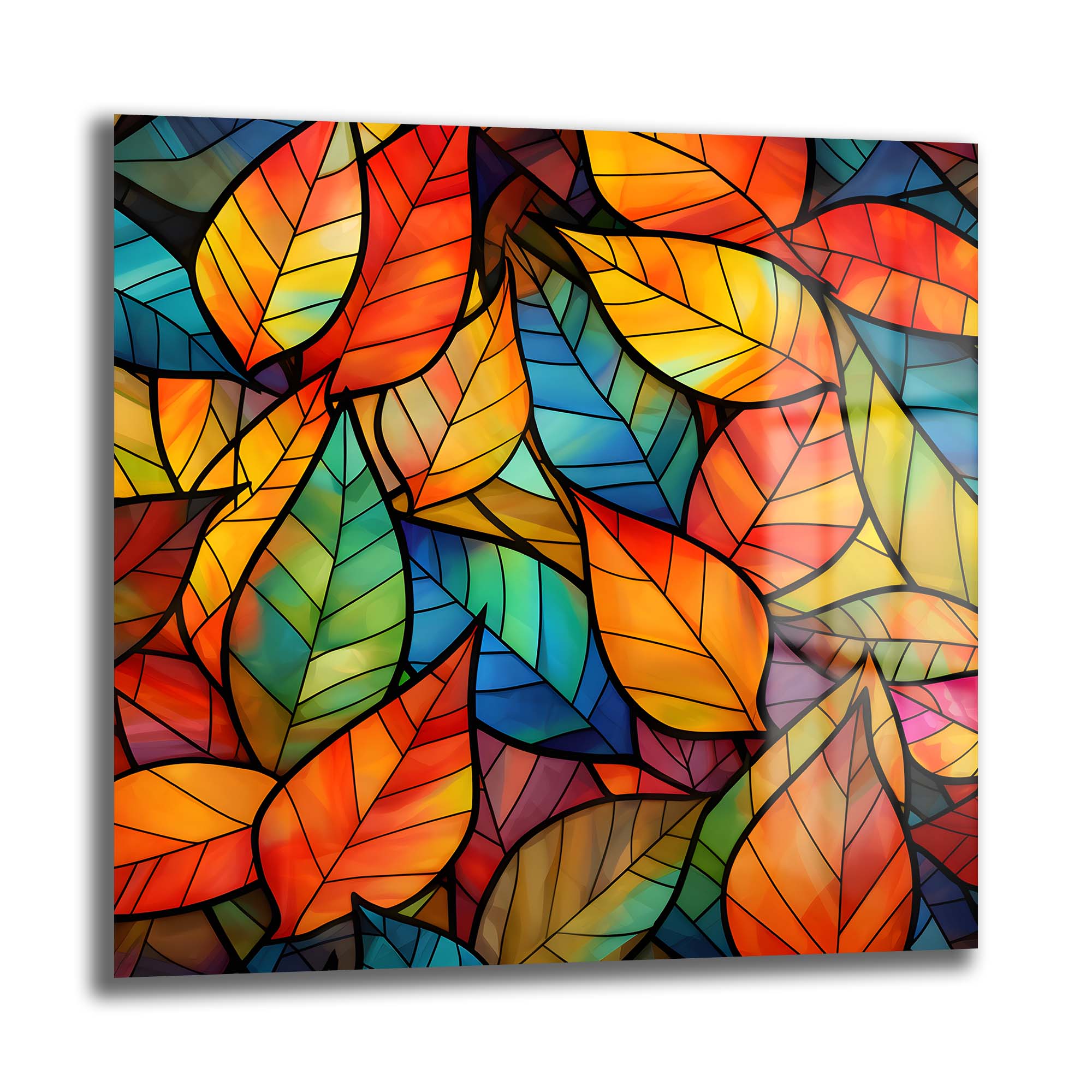 Sonbahar Rüyası: Renkli Yapraklar Stained Glass Cam Tablo Duvar Dekoru cam tablo, duvar sanatı, modern dekorasyon, soyut sanat, cam sanat eserleri, iç mekan dekorasyonu, ofis dekorasyonu, ev dekorasyonu, restoran dekorasyonu, cafe dekorasyonu, cam baskı, UV baskı, estetik duvar sanatı